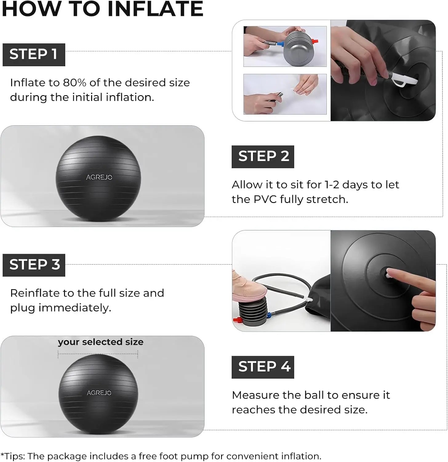 Anti-Burst Yoga Ball for Workout, Physical Therapy & Flexible Seating, with Pump (58-65cm)