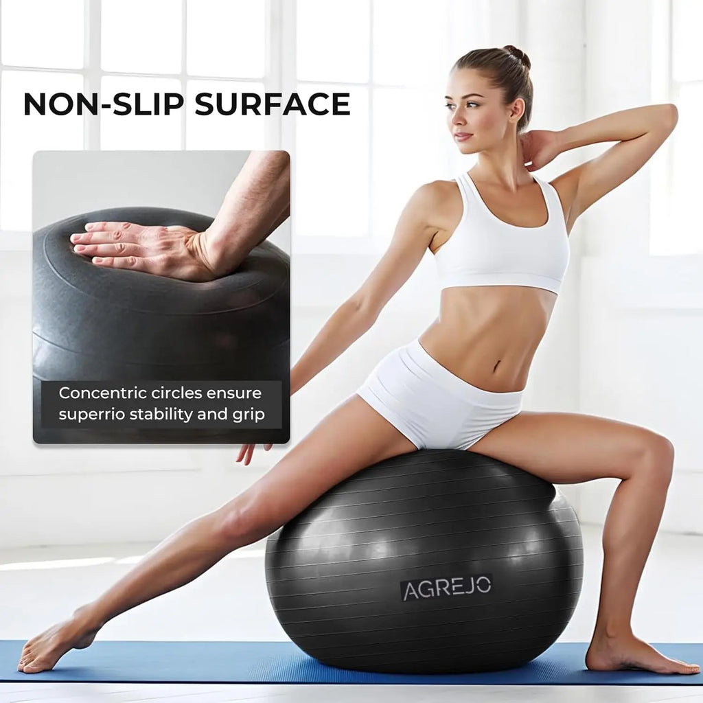 Anti-Burst Yoga Ball for Workout, Physical Therapy & Flexible Seating, with Pump (58-65cm)