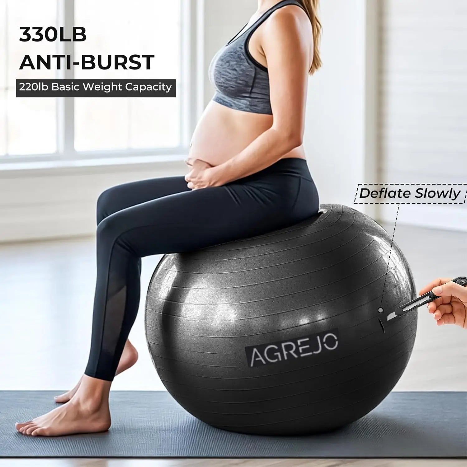 Anti-Burst Yoga Ball for Workout, Physical Therapy & Flexible Seating, with Pump (58-65cm)