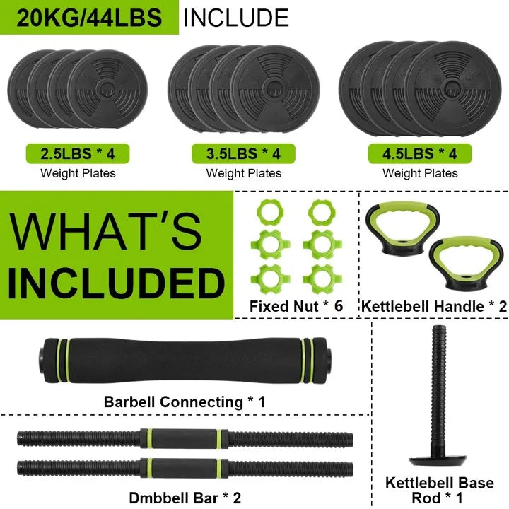 4-in-1 Adjustable Dumbbell Set (44/66/88 lbs)